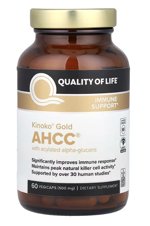 Quality of Life, Kinoko® Gold AHCC® with Acylated Alpha-Glucans, 60 Vegicaps.Abd Menşeidir.82.