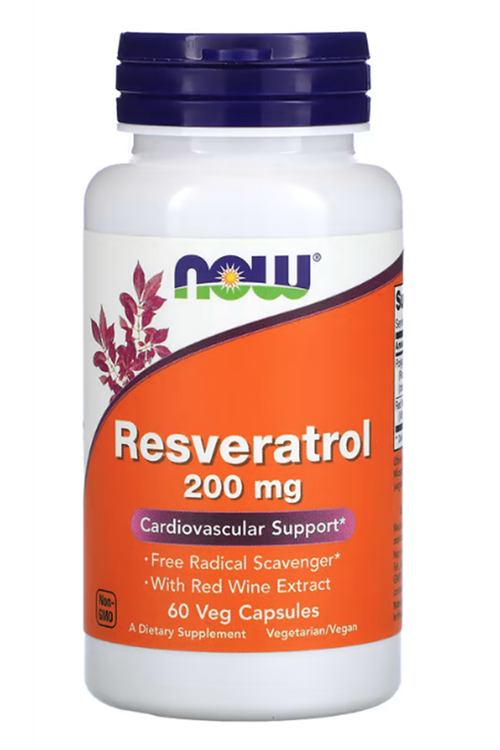 NOW Foods, Resveratrol, 200 mg, 60 Veg Capsules..Abd Menşeidir.