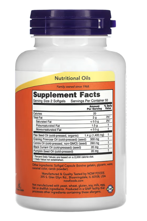 NOW Foods, Omega 3-6-9, 1,000 mg, 100 Softgel.Usa Menşei.