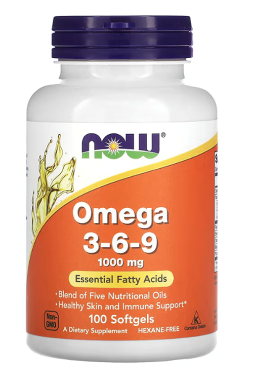 NOW Foods, Omega 3-6-9, 1,000 mg, 100 Softgel.Usa Menşei.