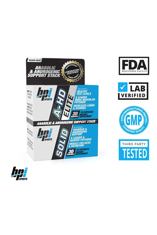 BPI Sports A-HD Elite/Solid (30 Capsules) – Men’s Testos.terone Booster – Healthy Muscle, Strength, & Performance Support – Promotes Natural Fat Loss & Lıbıdo – 30 Servings – 550mg