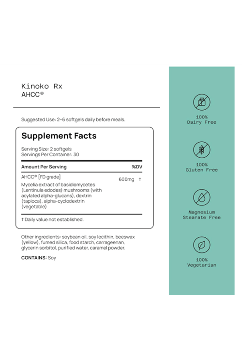 Quality of Life AHCC Kinoko Rx Premium AHCC Immune Support 300mg 60 Softgel.Made ın Usa