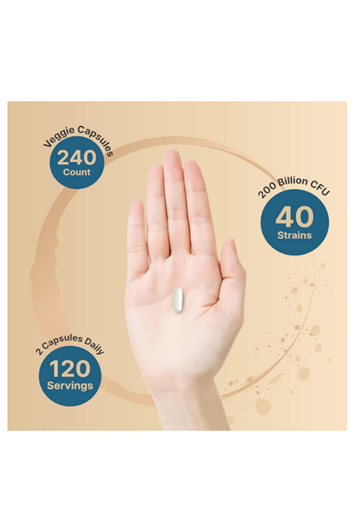 NatureBell Probiotics 200 Billion CFU Per Serving  240 Veggie Capsul with Synbiotic Blend of Digestive Enzymes, Prebiotics, & Postbiotics – 40 Strains – Full-Spectrum Gut Health & Bloating Support.4050.