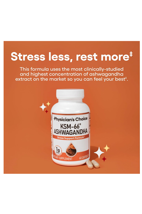 Physician'sChoice KSM-66 Ashwaganda 1000mg 60 Capsul Black Pepper.USA MENŞEİ.57.