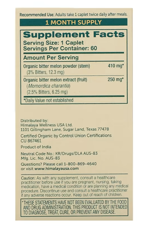 Himalaya  Organic Bitter Melon  60 Taplet.ABD MENŞEİ