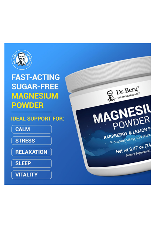 Dr. Berg Magnesium Glycinate Powder CALM for Sleep, Relaxation, & Stress Relief - Now Includes Vitamin D3 & Zinc - Delicious Raspberry & Lemon  (50 Servings).60.