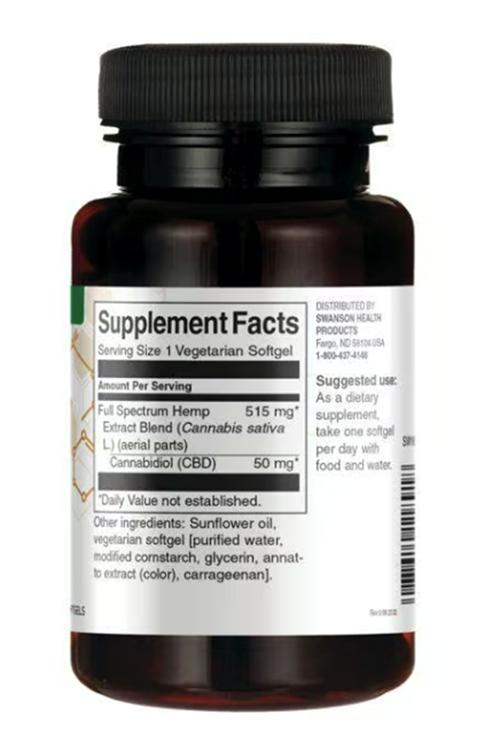 Swanson Premium Full Spectrum 50mg - 60 Vegan Softgels.ABD MENŞEİ