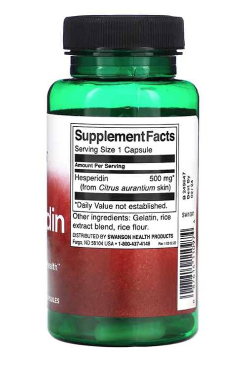 Swanson  Hesperıdın, 500mg, 60 Capsul.ABD MENŞEİ.