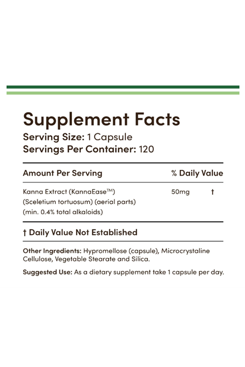 Double Wood Kanna Extract  (Sceletium Tortuosum) - 50mg Per Capsules, 120 Capsul.