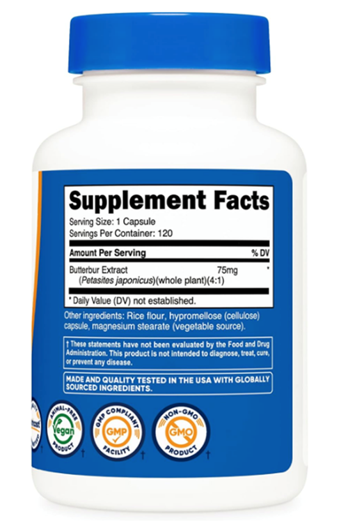 Nutricost Butterbur Extract  (75mg) 120 Capsul.Abd Menşei