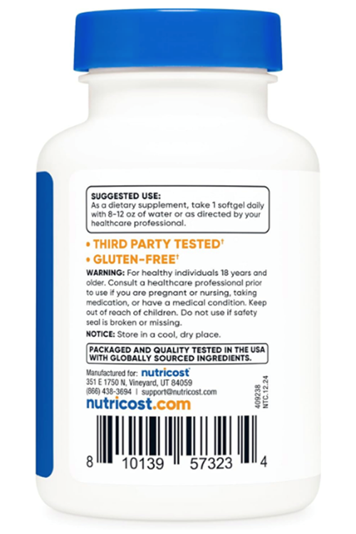 Nutricost Vitamin D3 5,000 IU (125mcg), 240 Softgels.Abd Menşei