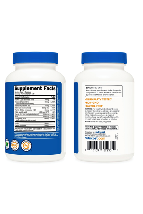 Nutricost High Potency Vitamin B Complex 462mg, 120 Capsules.Abd Menşei