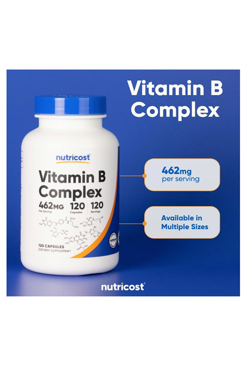 Nutricost High Potency Vitamin B Complex 462mg, 120 Capsules.Abd Menşei