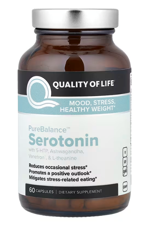 Quality of Life, PureBalance  Serotonın 60 Capsules.Abd Menşei