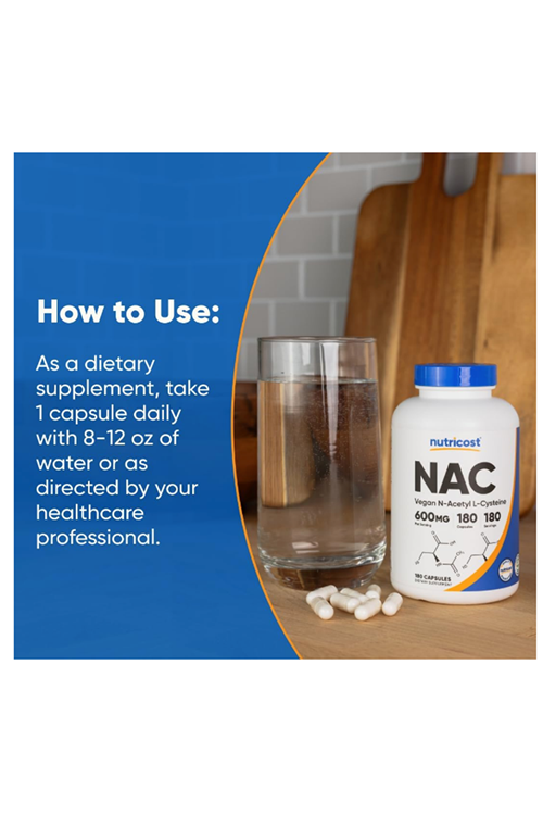 Nutricost N-Acetyl L-Cysteine (N.A.C) 600mg, 180 Capsules.Abd Menşei