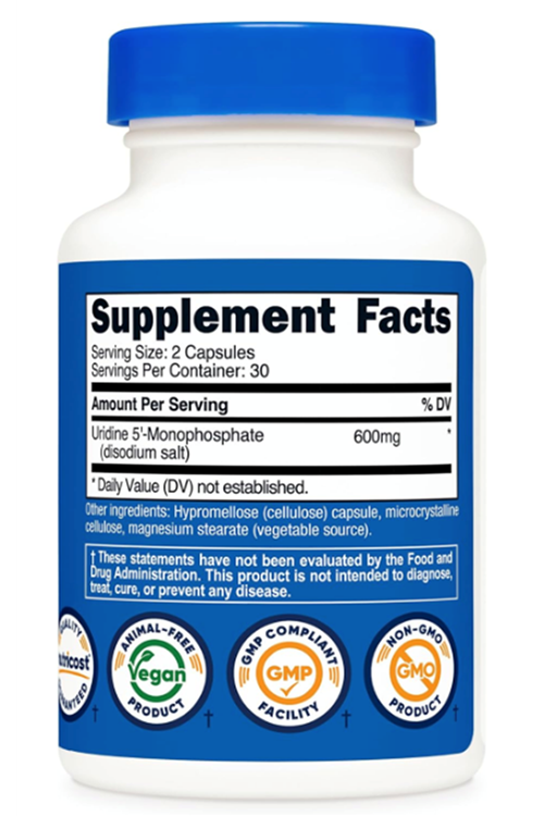 Nutricost (Özelsporcugıdaların'dan !!) Uridine Monophosphate  600mg  60 Capsul -Vegan.Abd Menşei.