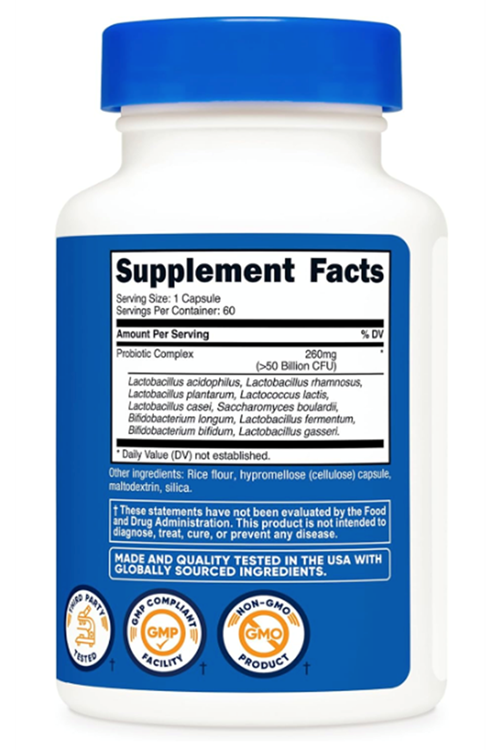 Nutricost Probiotic Complex - 50 Billion CFU, 60 Capsules.Abd Menşei