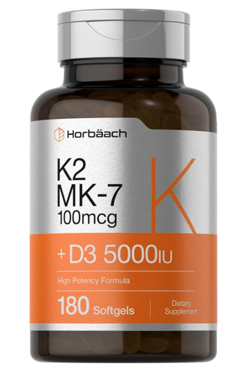 Horbaach Vitamin D3 K2 5000 iu  100mcg MK-7 Complex  180 Softgel.Abd Menşei