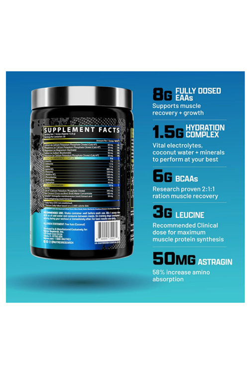 Nutrex Research EAA Hydration  EAAs + BCAA Powder  Muscle Recovery, Strength, Muscle Building, Endurance  8G Essential Amino Acids + Electrolytes  30 Servings