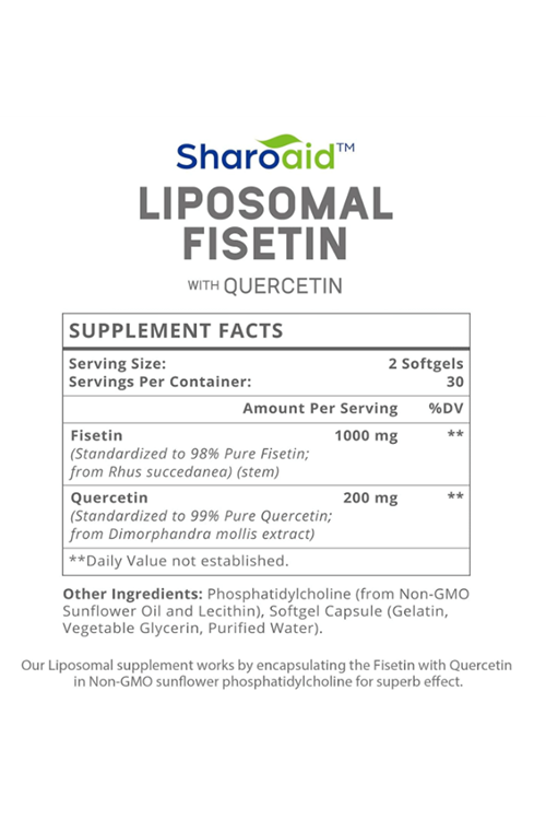 Sharoaid Liposomal Fisetin With Quercetin Supplements 1200 Mg 60 Softgels.Abd Menşei.57