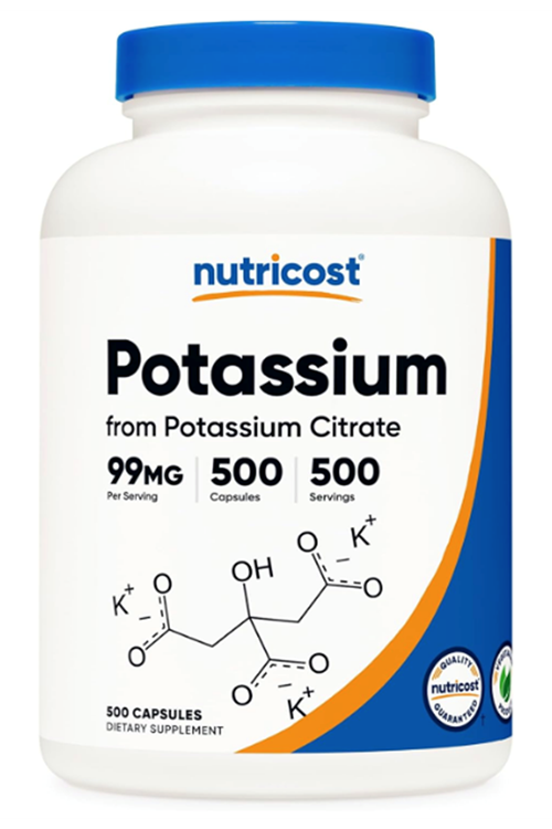 Nutricost Potassium Citrate 99mg, 500 Capsules.Abd Menşei.
