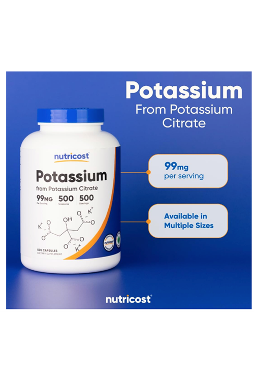 Nutricost Potassium Citrate 99mg, 500 Capsules.Abd Menşei.