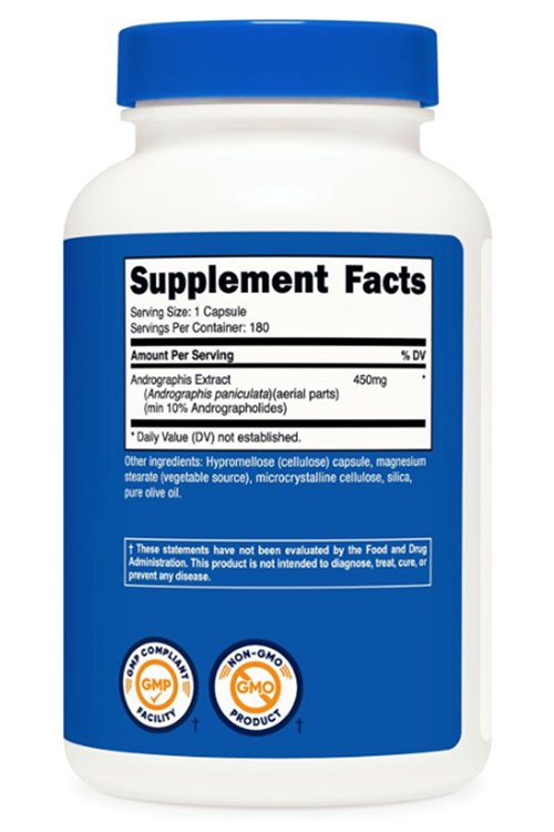 Nutricost Andrographis Extract (Özelsporcugıdaların'dan !!) 450mg 180 Vege Capsul.Abd Menşei.