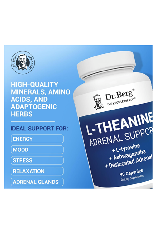 Dr. Berg L-Theanine 200mg - Includes Zinc, Copper, L-Tyrosine – L-Theanine - for Relaxation, and Mental Clarity* – 90  Capsules.Abd Menşei