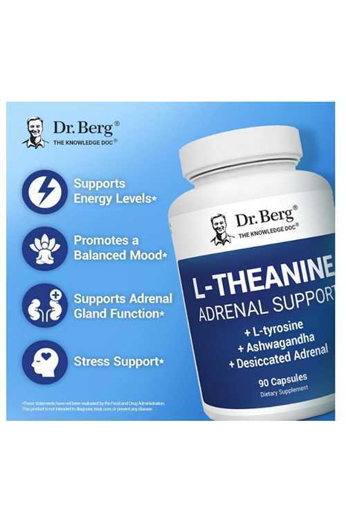 Dr. Berg L-Theanine 200mg - Includes Zinc, Copper, L-Tyrosine – L-Theanine - for Relaxation, and Mental Clarity* – 90  Capsules.Abd Menşei
