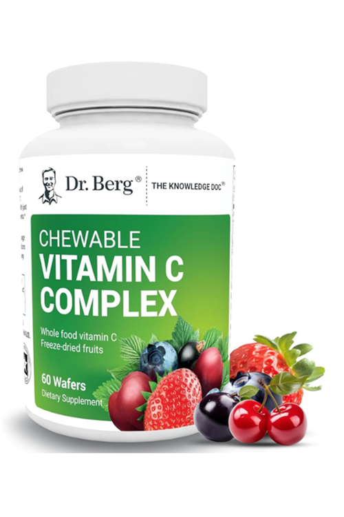 Dr. Berg  Chewable Vitamin C Complex - Made with Organic Berries - 60 Chewable Delicious Wafers.Abd Menşei.54.