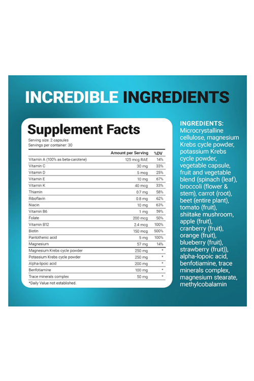 Dr. Berg Whole Food Multivitamin with Minerals - for Men and Women - Includes Premium Whole Food Fruits and Vegetable Blend with Folate, Alpha-lipoic Acid and More - 60 Capsules.61