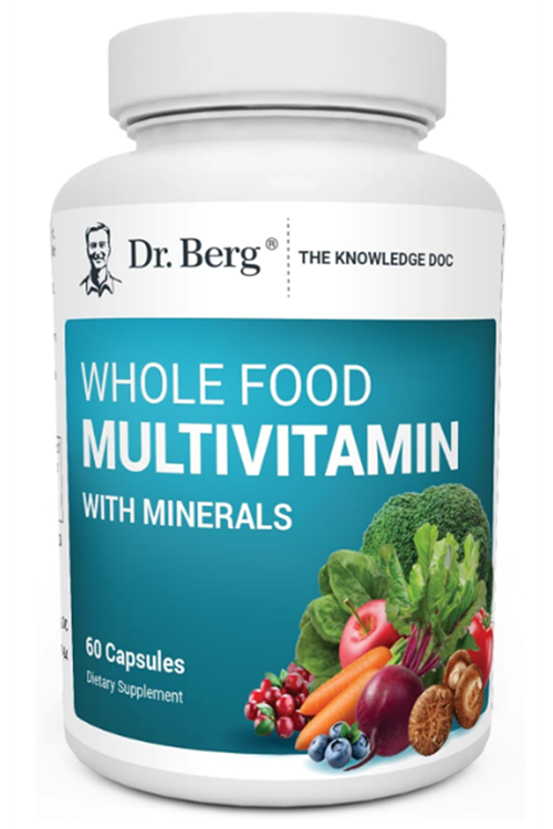 Dr. Berg Whole Food Multivitamin with Minerals - for Men and Women - Includes Premium Whole Food Fruits and Vegetable Blend with Folate, Alpha-lipoic Acid and More - 60 Capsules.61