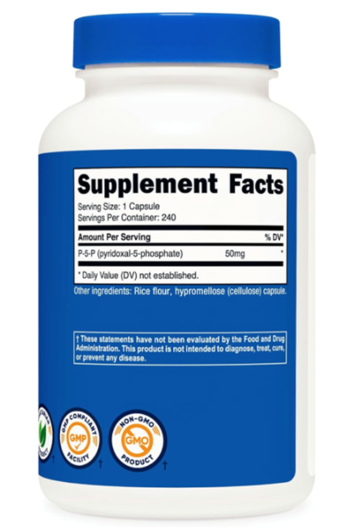 Nutricost P-5-P, 50 mg, 240 Capsules.Abd Menşei 39.