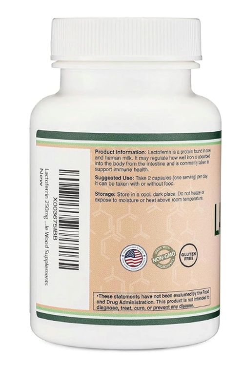 Double Wood Lactoferrin 250mg per Serving (60 Capsules).Abd Menşei