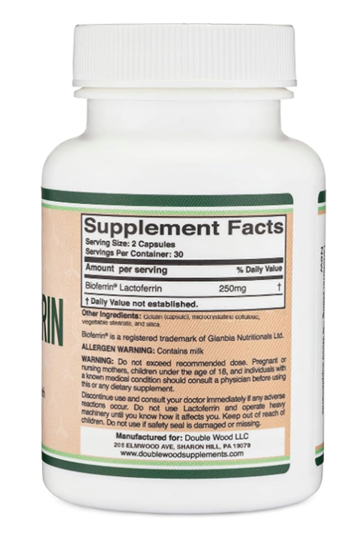 Double Wood Lactoferrin 250mg per Serving (60 Capsules).Abd Menşei
