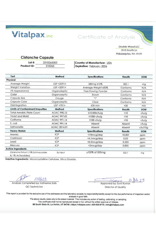 Double Wood Cistanche Tubulosa Extract 500mg Per Serving (120 Capsules).Abd Menşei