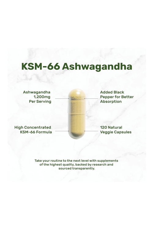 DEAL SUPPLEMENT  KSM-66  1200mg with Black Pepper, 120 Veggie Capsules.Abd Menşei.50.