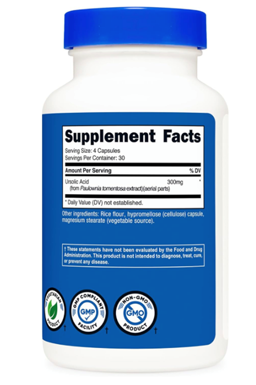 Nutricost Ursolic Acid 300mg, 120 Capsules.Abd Menşei