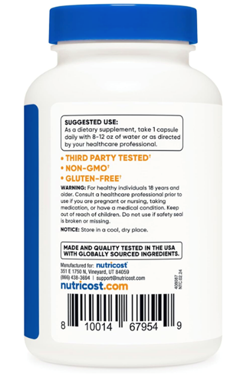 Nutricost Vitamin B1  (Thiamine) 500mg, 120 Capsul.Abd Menşei.