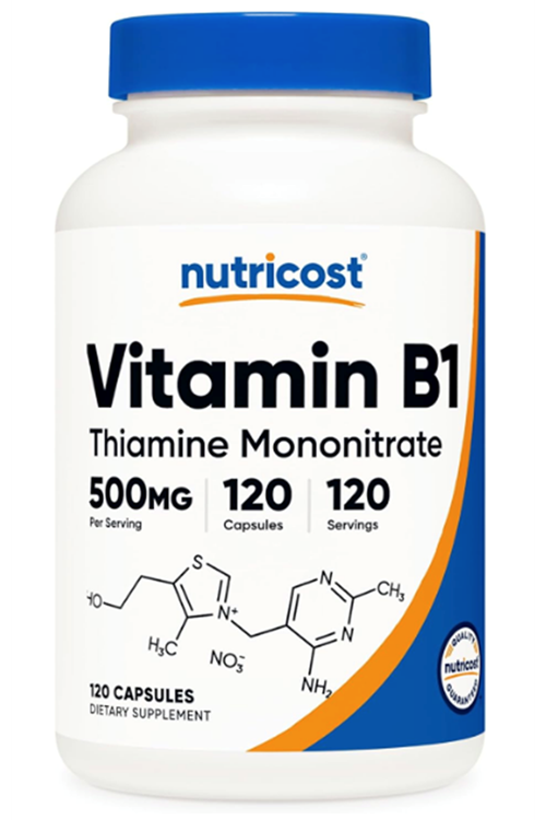 Nutricost Vitamin B1 (Thiamine) 500mg, 120 Capsules.Abd Menşei