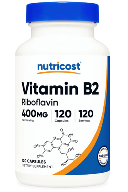 Nutricost Vitamin B2 (Riboflavin) 400mg, 120 Capsules .Abd Menşei