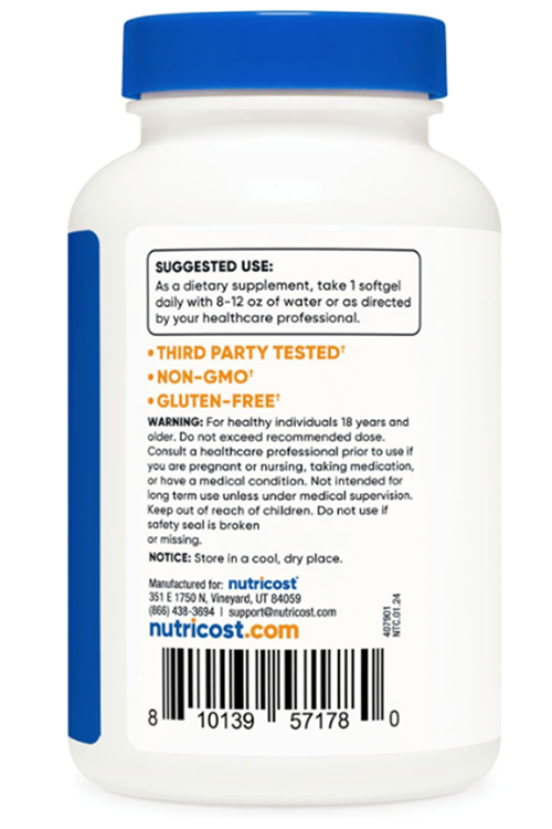 Nutricost Vitamin A  10,000 IU, 500 Softgel Capsules.Abd Menşei