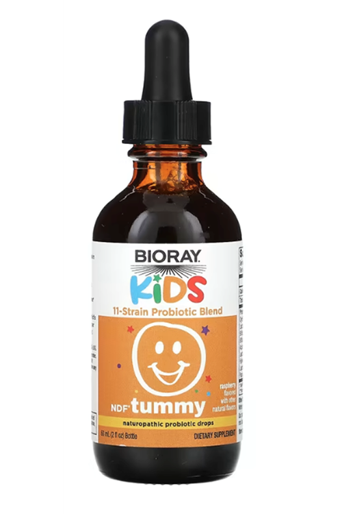 Bioray Kids NDF Tummy 11-Strain Probiotic Blend, Raspberry 2 fl oz (60 ml).Abd Menşei