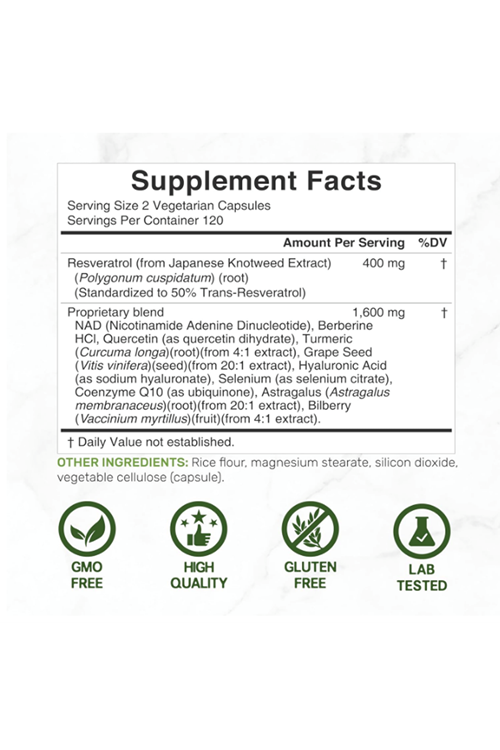 DEAL SUPPLEMENT  Resveratrol Complex 2,000mg, 240 Veggie Capsules ((SKT.03.2027)) – NAD, Quercetin, Curcumin, Grape Seed & More – Healthy Aging Antioxidant for Energy & Brain Support .Abd Menşei.