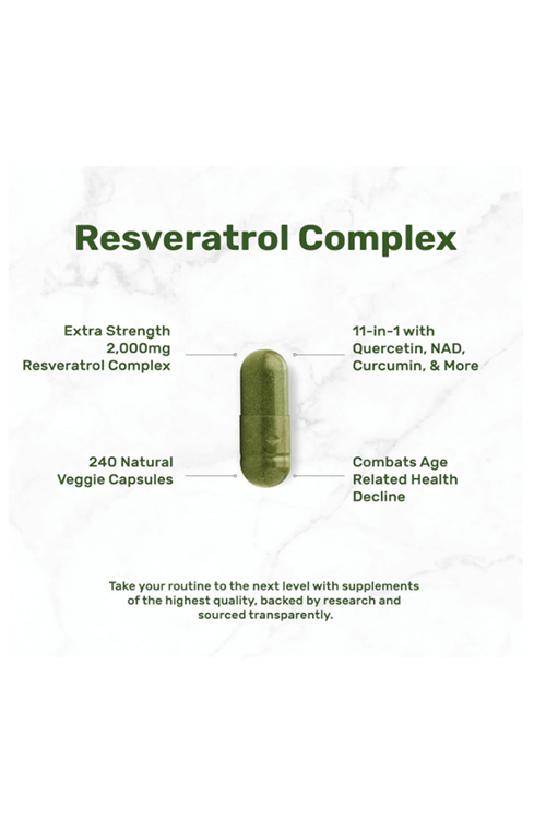 DEAL SUPPLEMENT  Resveratrol Complex 2,000mg, 240 Veggie Capsules ((SKT.03.2027)) – NAD, Quercetin, Curcumin, Grape Seed & More – Healthy Aging Antioxidant for Energy & Brain Support .Abd Menşei.