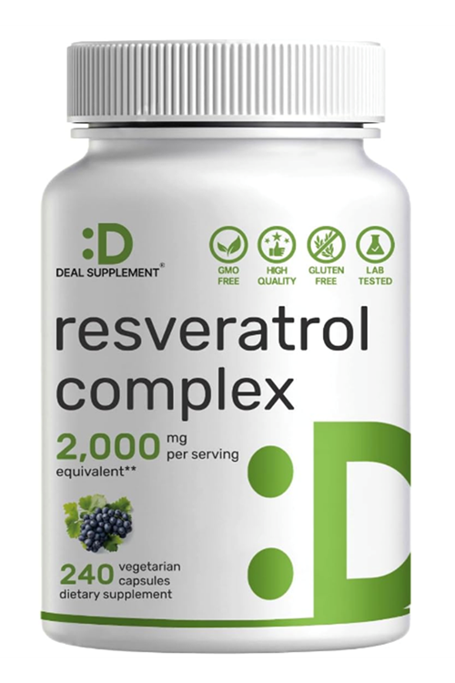 DEAL SUPPLEMENT  Resveratrol Complex 2,000mg, 240 Veggie Capsules ((SKT.03.2027)) – NAD, Quercetin, Curcumin, Grape Seed & More – Healthy Aging Antioxidant for Energy & Brain Support .Abd Menşei.
