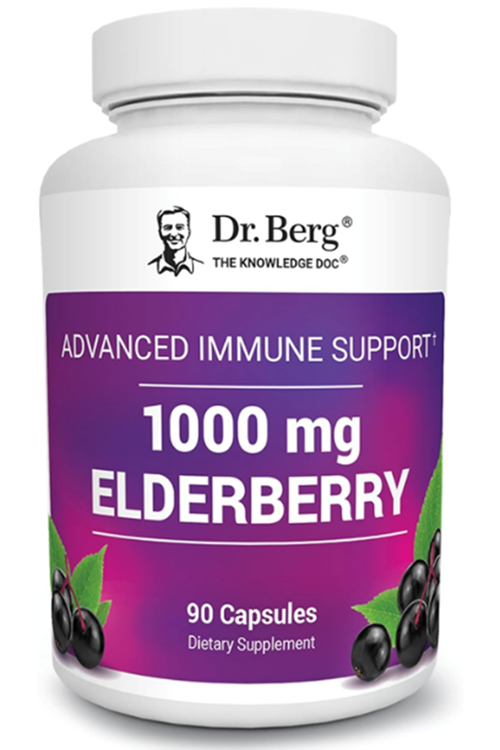Dr. Berg Black Elderberry  15,000 IU Vitamin D, 60 mg of Zinc, & 90 mg of Camu Camu - (4-in-1) Sambucus Elderberry Immune Support - 90 Capsules.Abd Menşei.53