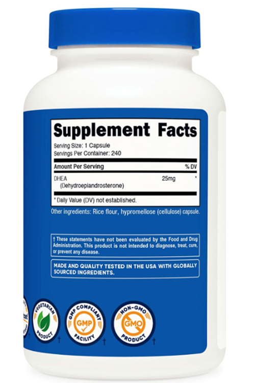 Nutricost DHEA 25mg, 240 Capsules..Abd Menşei.