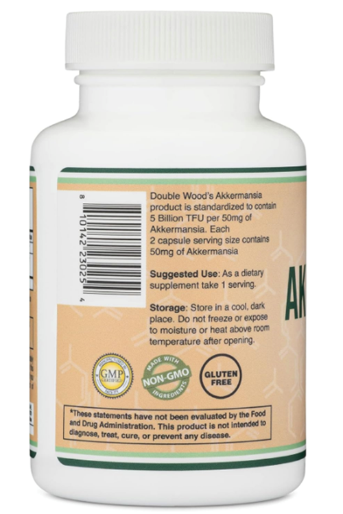 Double Wood Akkermansia Probiotic and Postbiotic (Increases GLP-1 Production) 120 Capsules, 50mg per Serving (Third Party Tested to 5 Billion TFU.Abd Menşei
