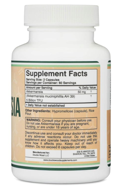 Double Wood Akkermansia Probiotic and Postbiotic (Increases GLP-1 Production) 120 Capsules, 50mg per Serving (Third Party Tested to 5 Billion TFU.Abd Menşei